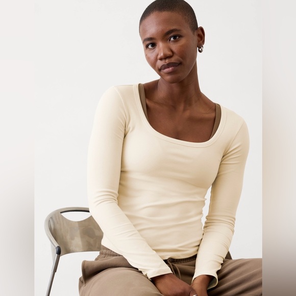 Aritzia Tops - NWOT Athleta signature rib square neck top in bone